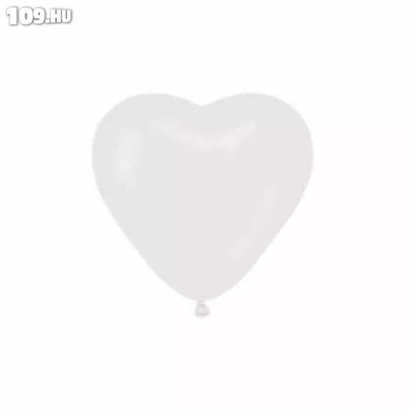 Fehér szív alakú gumi lufi 25 cm 10db/cs