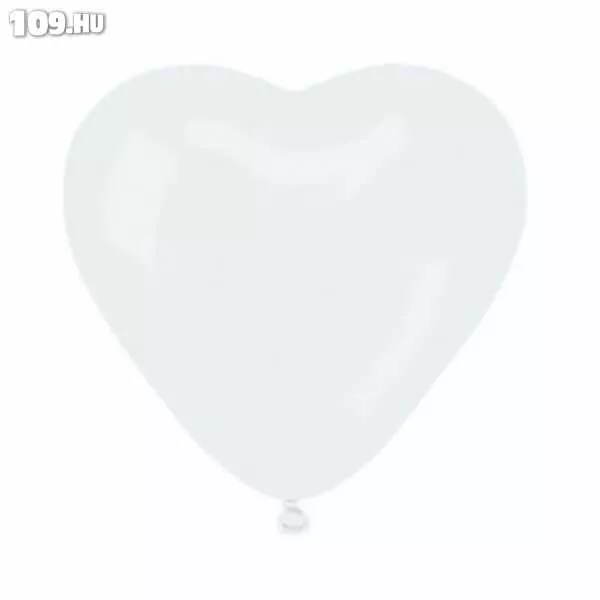 Fehér szív alakú gumi lufi 40cm 10db/cs