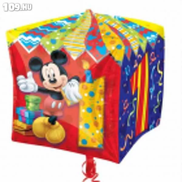 1. születésnapra Mickey kocka formájú lufi 38cm