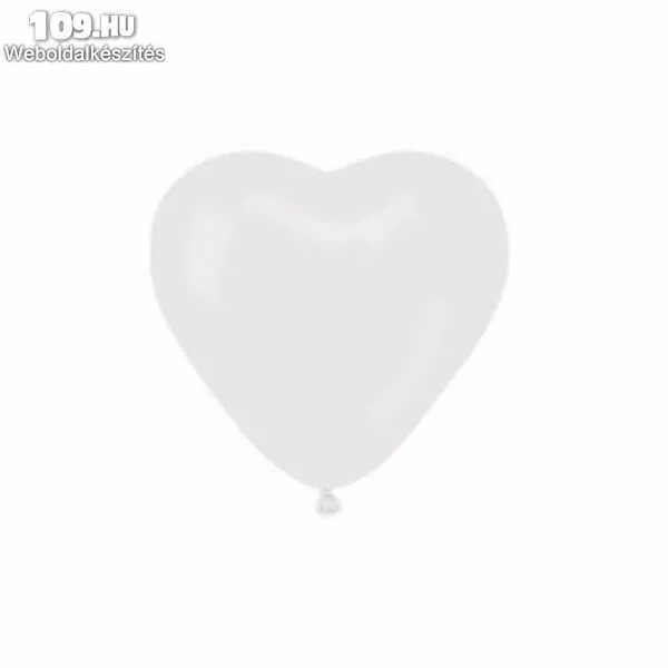 Fehér szív alakú gumi lufi 25 cm 100db/cs