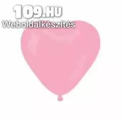 Rózsaszín szív alakú gumi lufi 40 cm 50db/cs