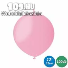Bóbitás rózsaszín gumi lufi 33 cm 100db/cs