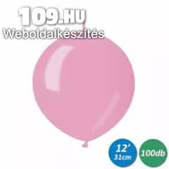 Bóbitás metál rózsaszín gumi lufi 33 cm 100db/cs