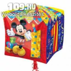 1. születésnapra Mickey kocka formájú lufi 38cm